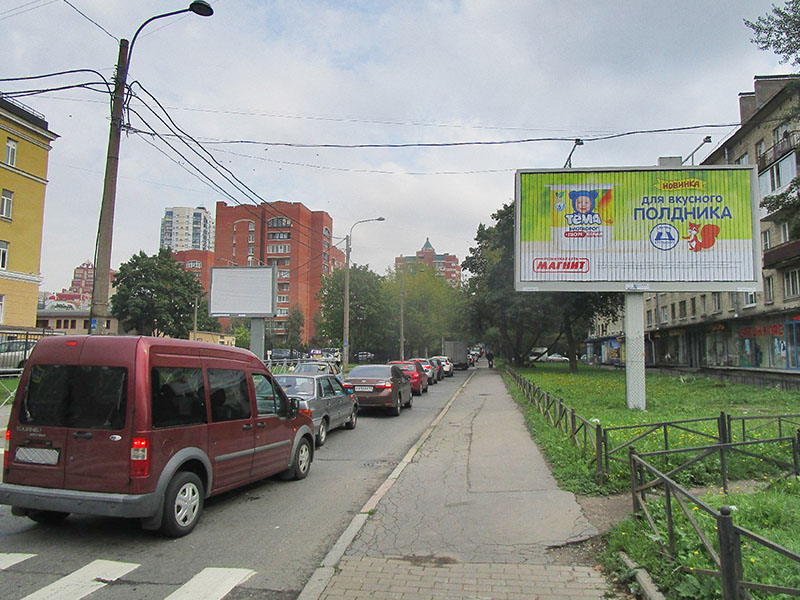 Фотография рекламного носителя, тип: Билборд 3x6, адрес: Рашетова ул., д.3 Х Энгельса пр-т., Санкт-Петербург, Россия. Сторона А1-A3 №164449