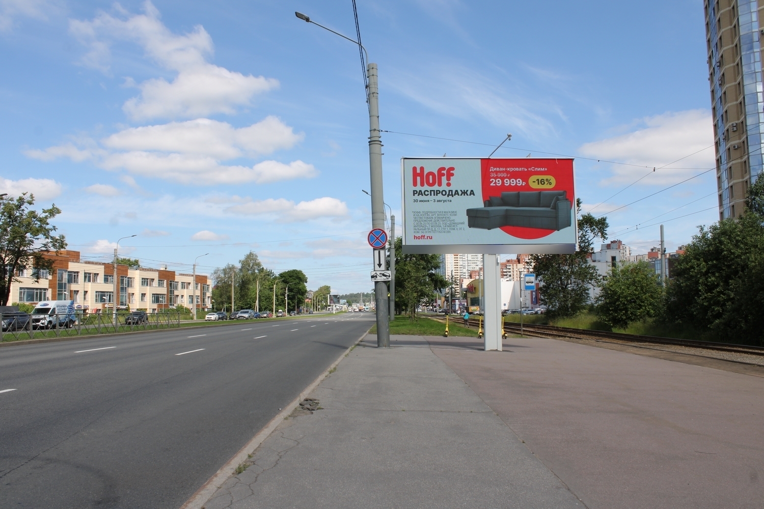 Фотография рекламного носителя, тип: Билборд 3x6, адрес: Выборгское ш., д.108, корп.2, Санкт-Петербург, Россия. Сторона А1 №118774