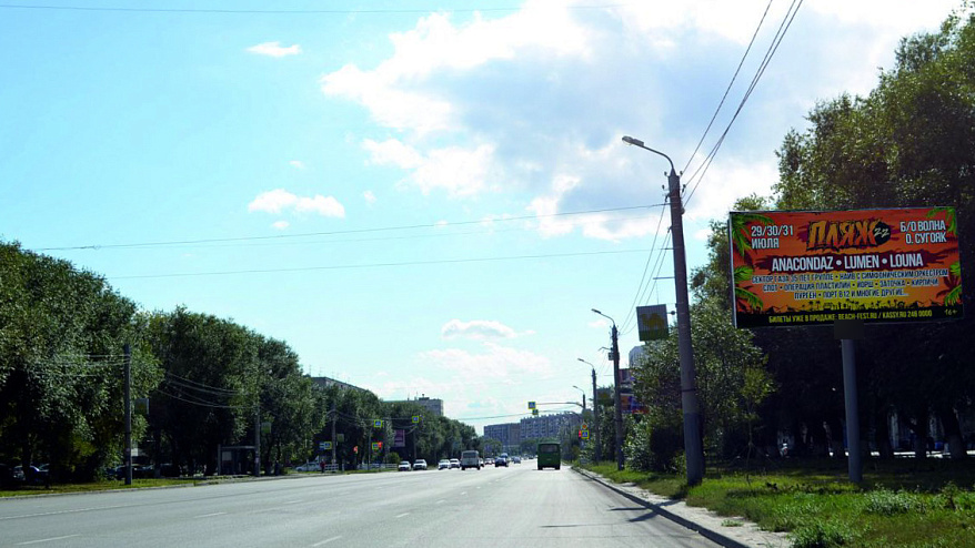 Фотография рекламного носителя, тип: Билборд 3x6, адрес: Комарова пр-т., д.110 Х Шуменская ул., Челябинск, Челябинская область, Россия. Сторона A №201194