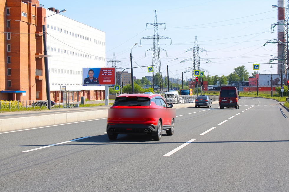 Фотография рекламного носителя, тип: Билборд 3x6, адрес: Индустриальный пр-т., д.86 Х Электропультовцев ул., Санкт-Петербург, Россия. Сторона Б1 №119097
