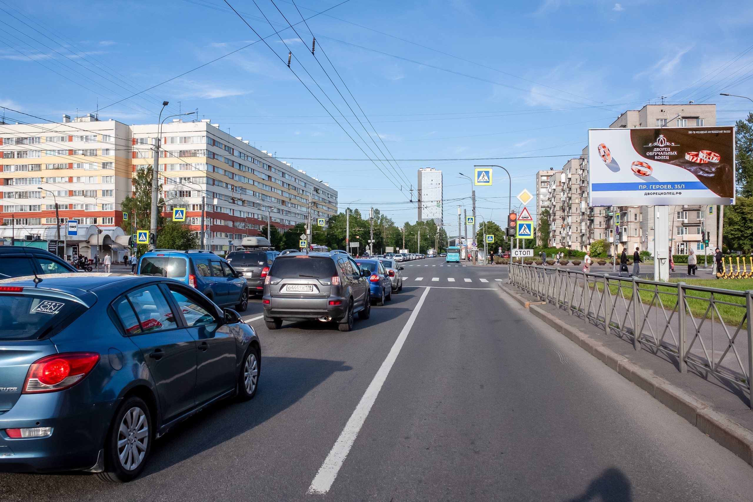 Фотография рекламного носителя, тип: Билборд 3x6, адрес: Ветеранов пр-т., д.160 Х Пограничника Гарькавого ул., Санкт-Петербург, Россия. Сторона А1 №106268