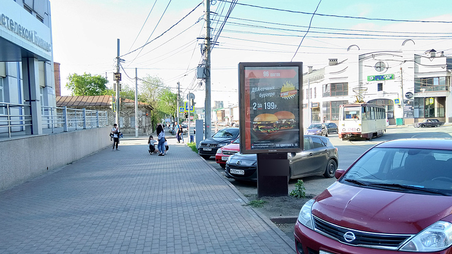 Фотография рекламного носителя, тип: Ситиформат 1.8x1.2, адрес: Цвиллинга ул., д.10 Х К. Маркса ул., Челябинск, Челябинская область, Россия. Сторона B №615296