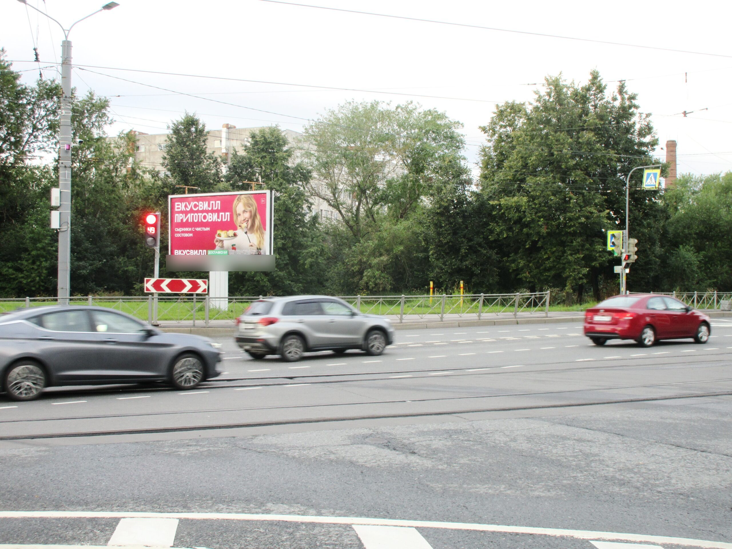 Фотография рекламного носителя, тип: Билборд 3x6, адрес: Касимовская ул. Х Бухарестская ул., поз.1, Санкт-Петербург, Россия. Сторона B №169532