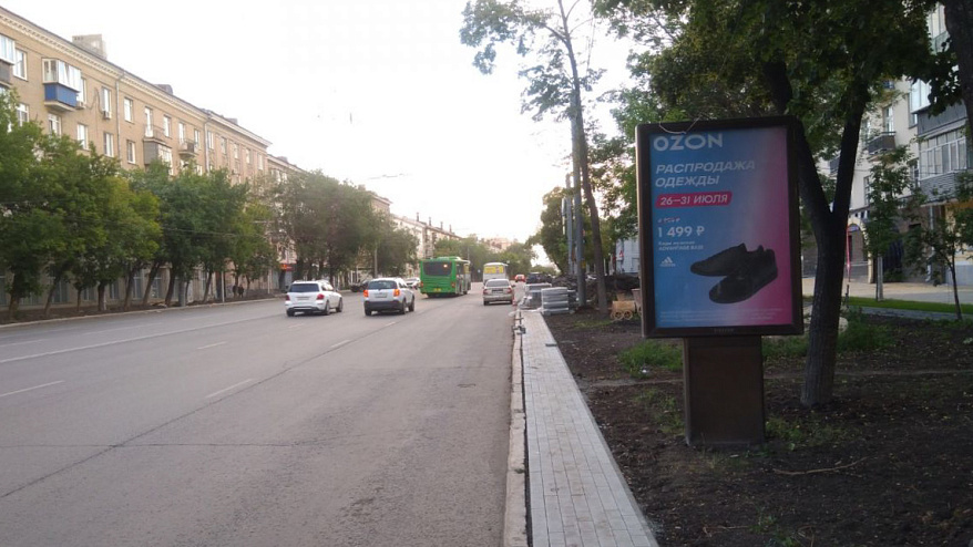 Фотография рекламного носителя, тип: Ситиформат 1.8x1.2, адрес: Свободы ул., д.78 Х Тимирязева ул., Челябинск, Челябинская область, Россия. Сторона A №199818