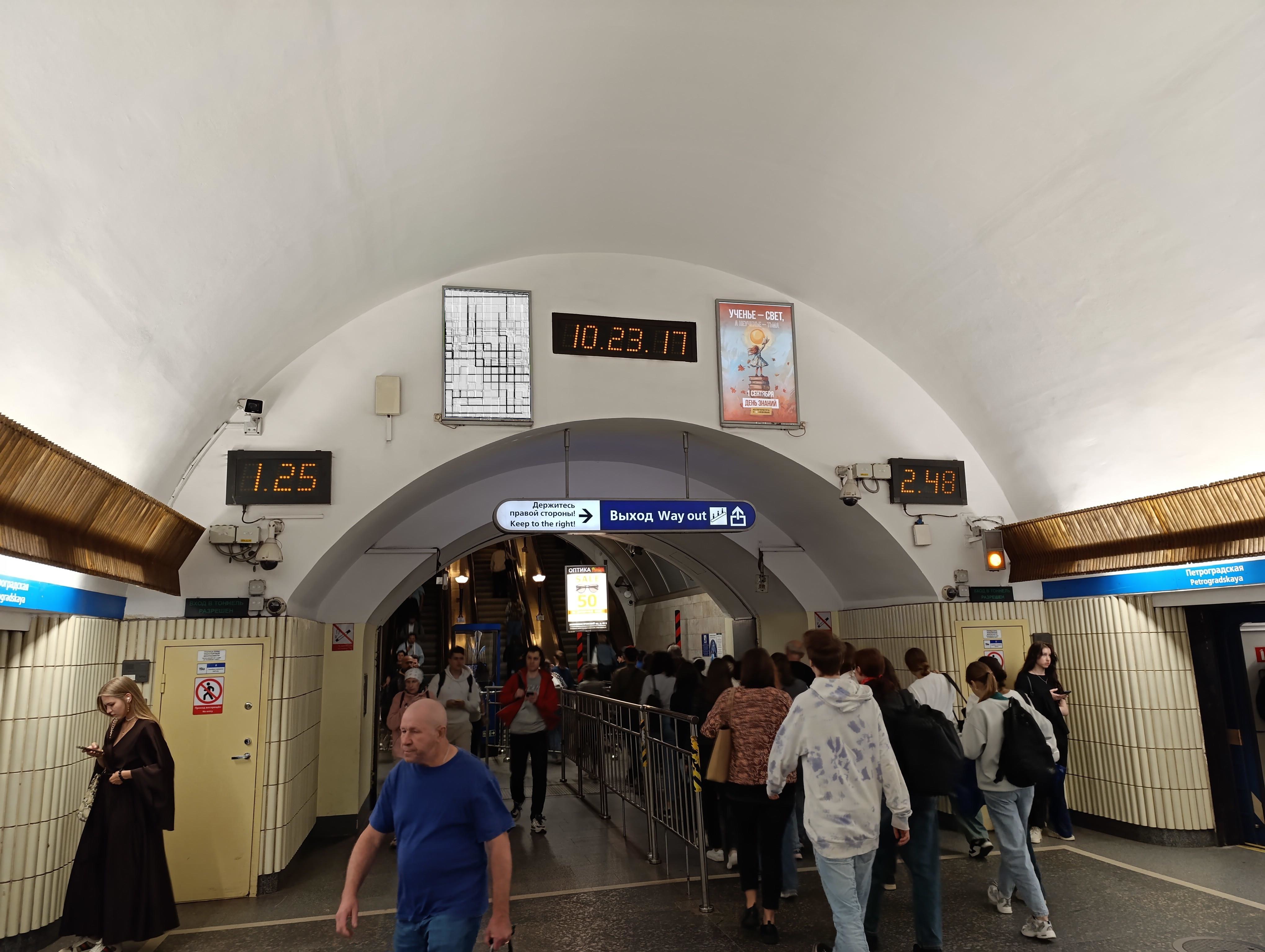 Фотография рекламного носителя, тип: Лайтбокс, адрес: Станция метро «Петроградская», линия Московско-Петроградская, Санкт-Петербург, Россия. Сторона/вариант С №1384186