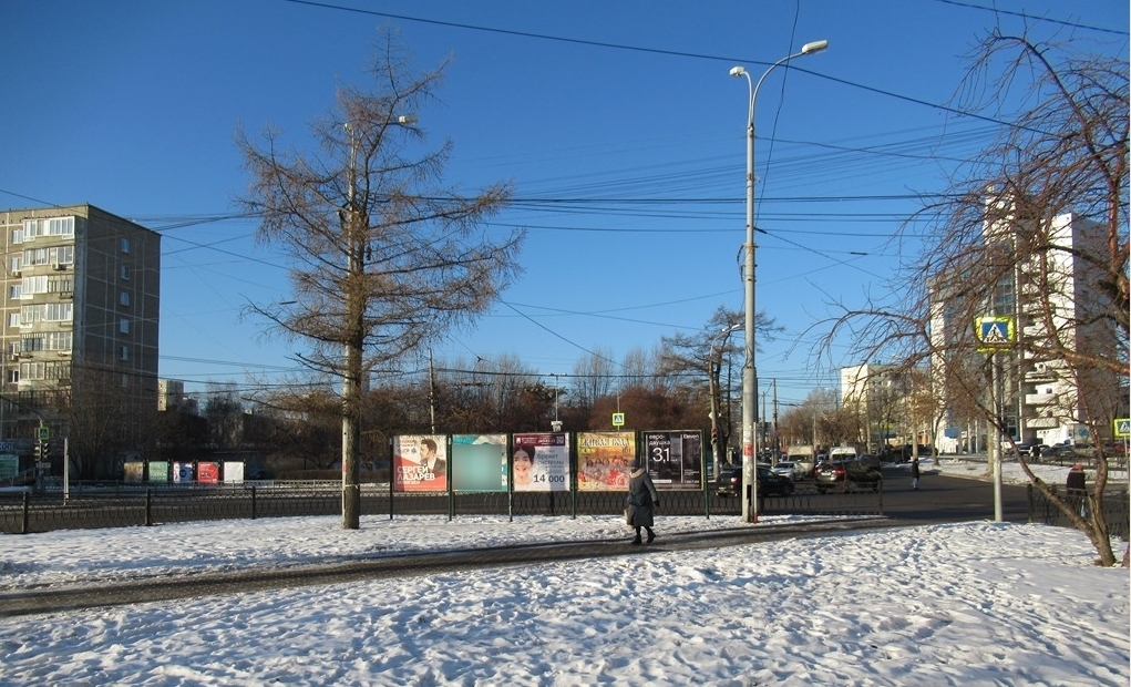 Фотография рекламного носителя, тип: Уличный информационный стенд, адрес: Посадская ул., Белореченская аллея, Екатеринбург, Свердловская область, Россия. Сторона B1 №1330843