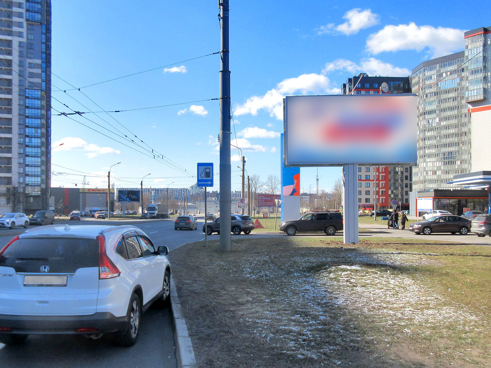 Фотография рекламного носителя, тип: Билборд 3x6, адрес: Кушелевская дорога, д.8, Санкт-Петербург, Россия. Сторона A1-А10 №169983