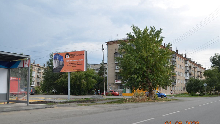 Фотография рекламного носителя, тип: Билборд 3x6, адрес: Роза пос., 50 лет Октября ул. Х Щорса пер., за перекрестком в центр, Коркино, Челябинская область, Россия. Сторона B №978365