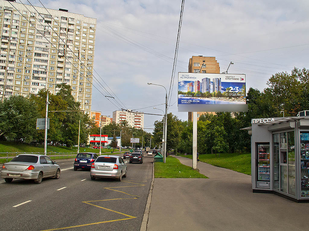 Фотография рекламного носителя, тип: Билборд 3x6, адрес: Петрозаводская ул., д.21, Москва, Россия. Сторона A1-A3 №78666