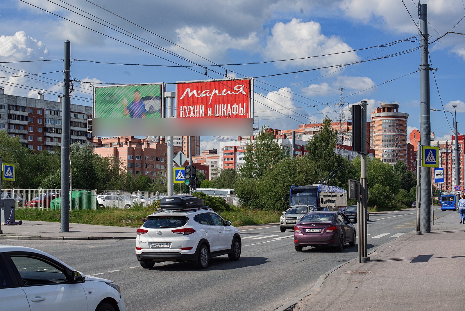 Фотография рекламного носителя, тип: Билборд 3x6, адрес: Торфяная дорога, д.21 Х Ситцевая ул., Санкт-Петербург, Россия. Сторона B11-B13 №170391