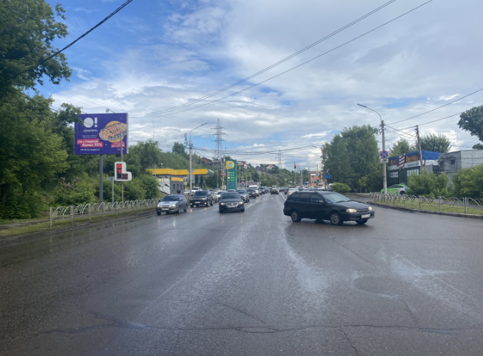Фотография рекламного носителя, тип: Нестандартный билборд, адрес: Брянская ул., д.30/1, Красноярск, Красноярский край, Россия. Сторона Б №592888