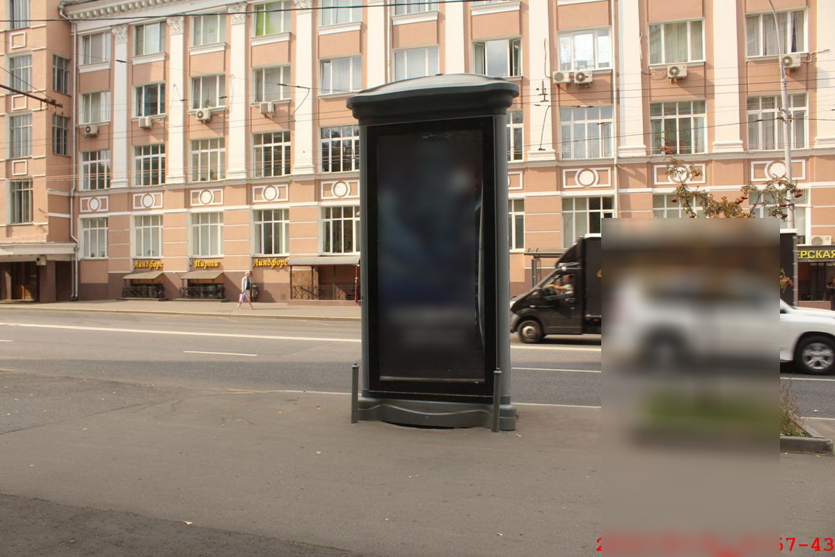 Фотография рекламного носителя, тип: Пиллар 3x1.4, адрес: Пресненский Вал ул. Х Грузинская М. ул., д.41, Москва, Россия. Сторона C №16485