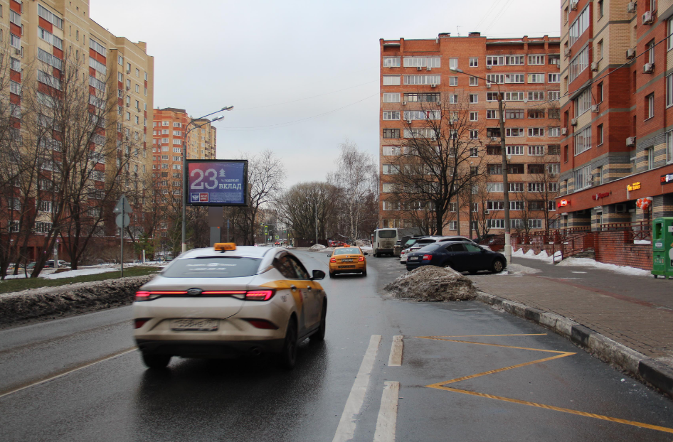 Фотография рекламного носителя, тип: Ситиборд 2.7x3.7, адрес: Колпакова ул., д.21, Мытищи, Московская область, Россия. Сторона Б №818030