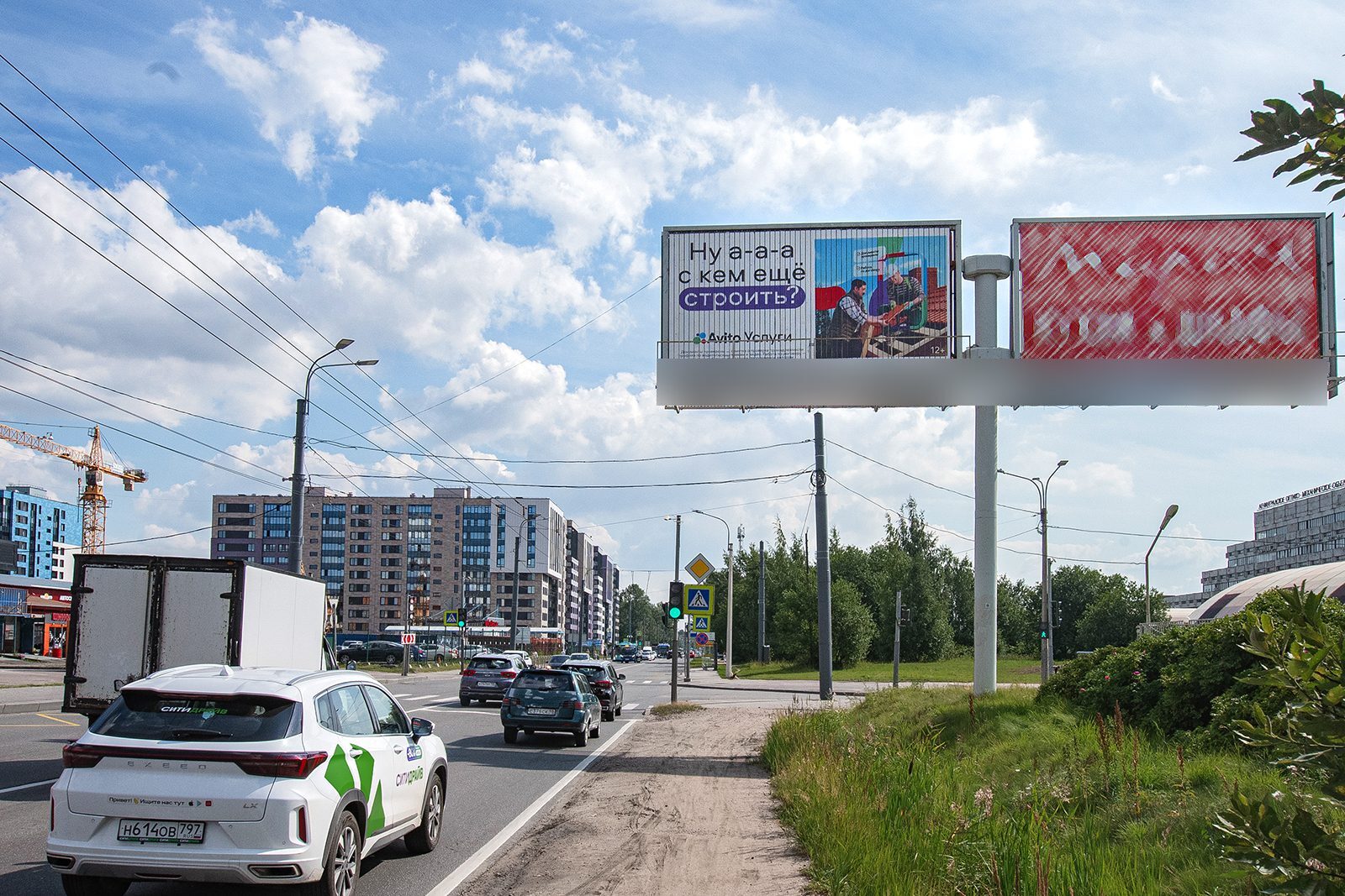Фотография рекламного носителя, тип: Билборд 3x6, адрес: Торфяная дорога, д.21 Х Ситцевая ул., Санкт-Петербург, Россия. Сторона A11-A13 №170389
