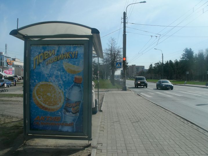 Фотография рекламного носителя, тип: Остановка 1.8x1.2, адрес: Ветеранов пр-т., д.149, Санкт-Петербург, Россия. Сторона Б №130155