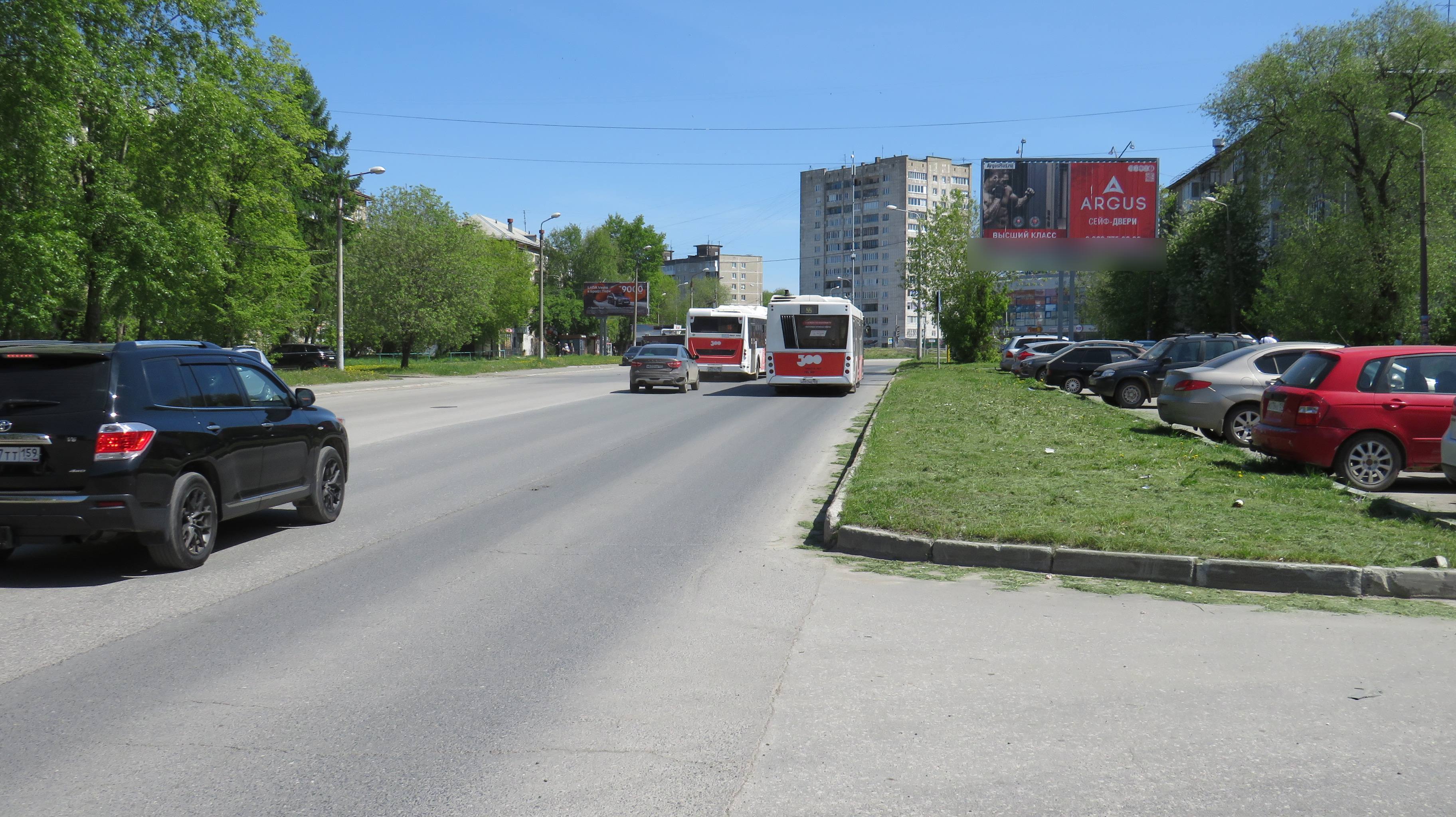 Фотография рекламного носителя, тип: Билборд 3x6, адрес: Ушинского ул., д.5, Пермь, Пермский край, Россия. Сторона А1-А3 №758232