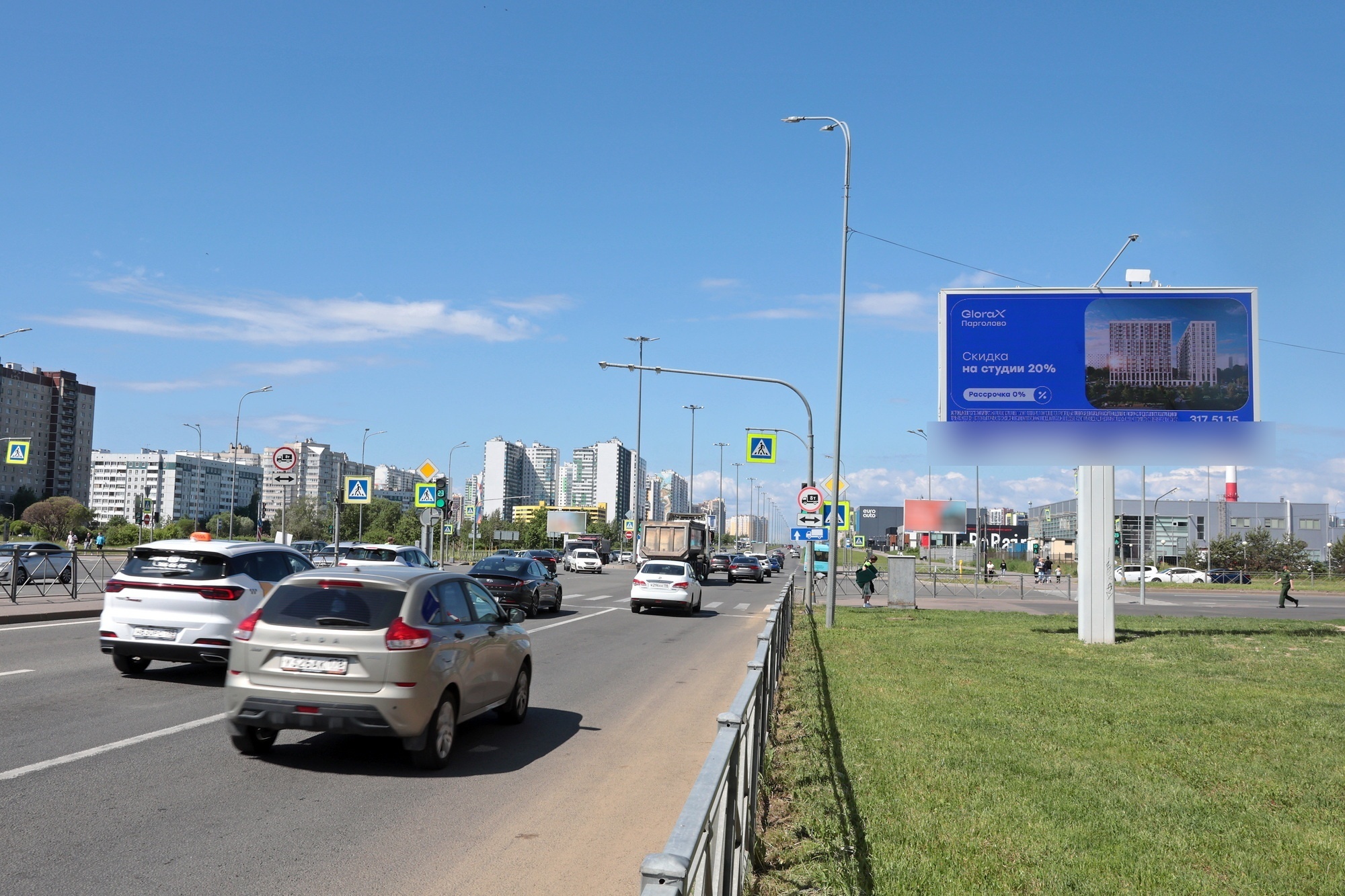 Фотография рекламного носителя, тип: Билборд 3x6, адрес: Парашютная ул., д.35 Х Долгоозёрная ул., Санкт-Петербург, Россия. Сторона А1 №673278