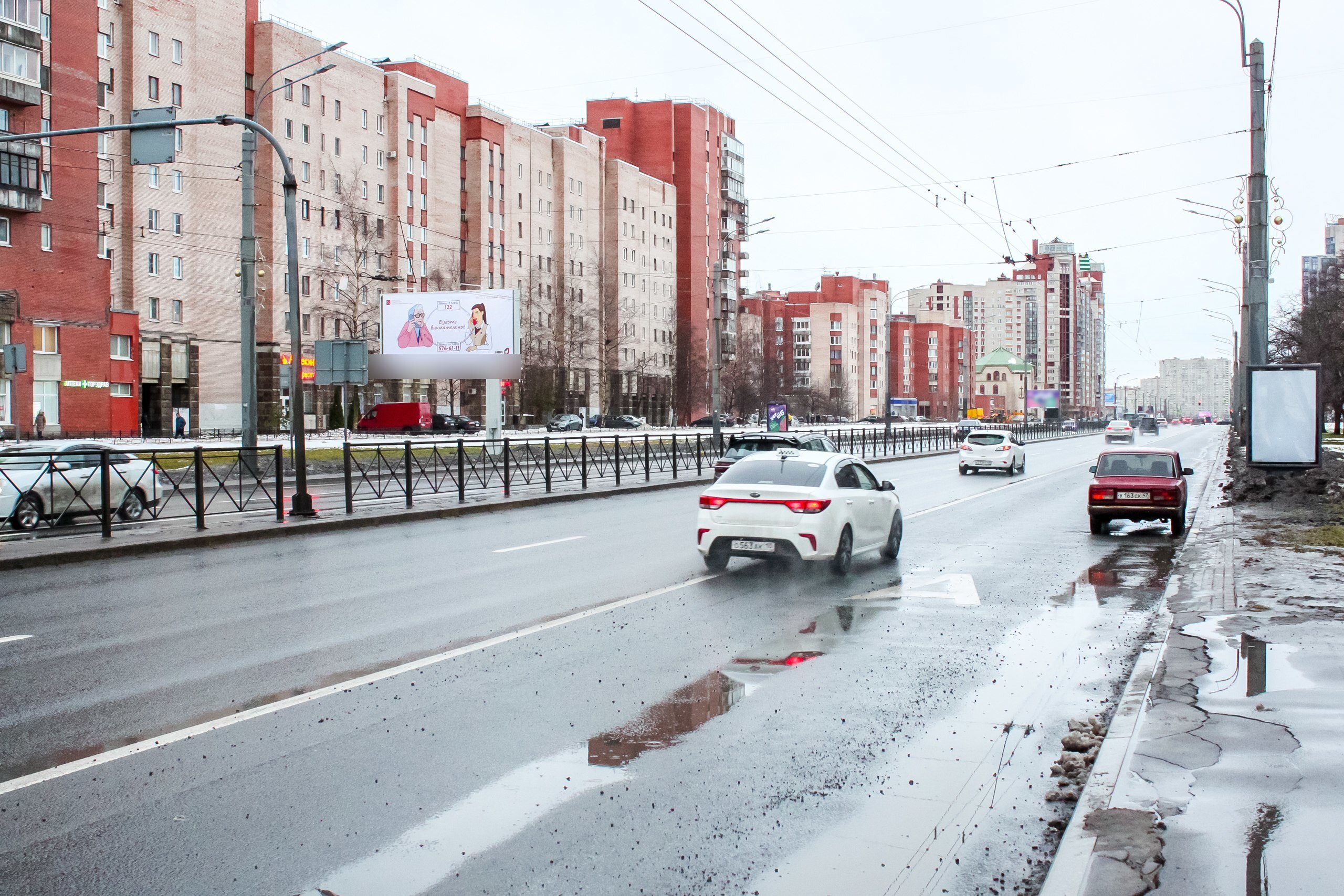 Фотография рекламного носителя, тип: Билборд 3x6, адрес: Ленинский пр-т., д.117, корп.1 Х Зины Портновой ул., Санкт-Петербург, Россия. Сторона Б1 №119452