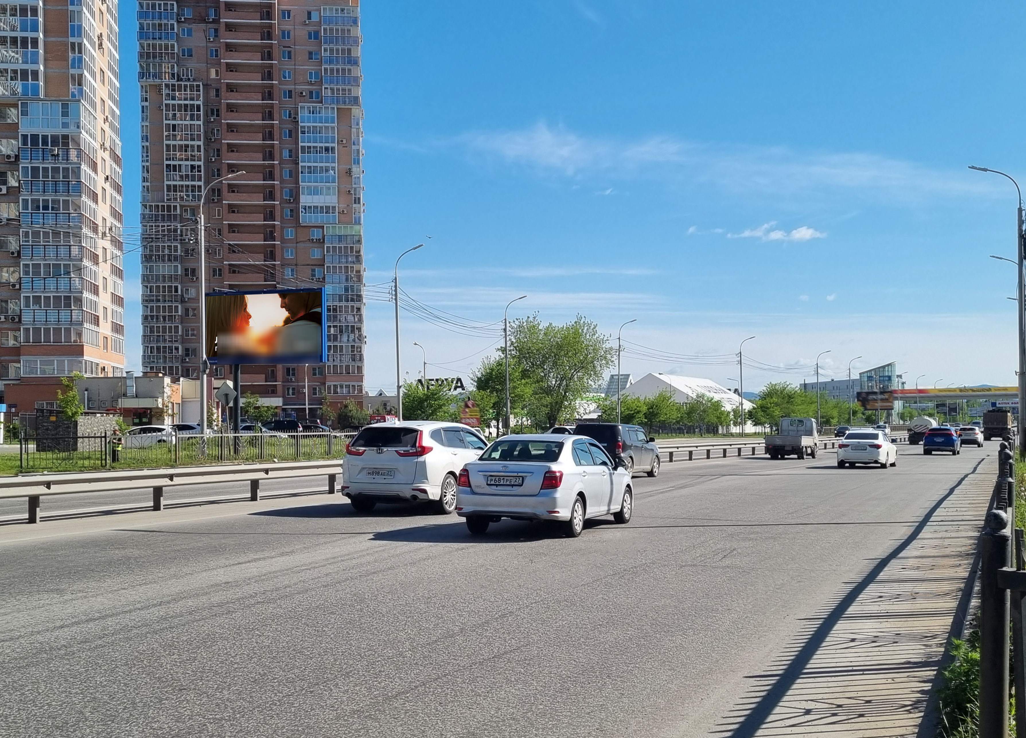 Фотография рекламного носителя, тип: Билборд 3x6, адрес: Морозова П.Л. ул., д.96, Хабаровск, Хабаровский край, Россия. Сторона Б №1328900