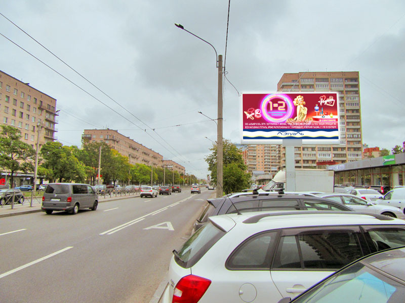 Фотография рекламного носителя, тип: Билборд 3x6, адрес: Ленинский пр-т., д.129, корп.6, Санкт-Петербург, Россия. Сторона А1-A10 №176793