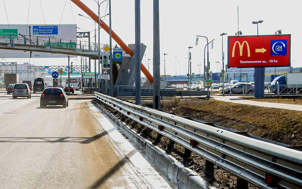 Фотография рекламного носителя, тип: Билборд 3x6, адрес: Таллиннское ш., д.157, Санкт-Петербург, Россия. Сторона A №172301