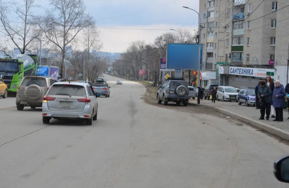 Фотография рекламного носителя, тип: Ситиборд 2.7x3.7, адрес: Шелеста ул., д.85, Хабаровск, Хабаровский край, Россия. Сторона А №971545