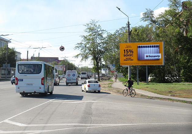 Фотография рекламного носителя, тип: Билборд 3x6, адрес: Мира пр-т., д.4 Х Заозерная ул., Омск, Омская область, Россия. Сторона А №197421