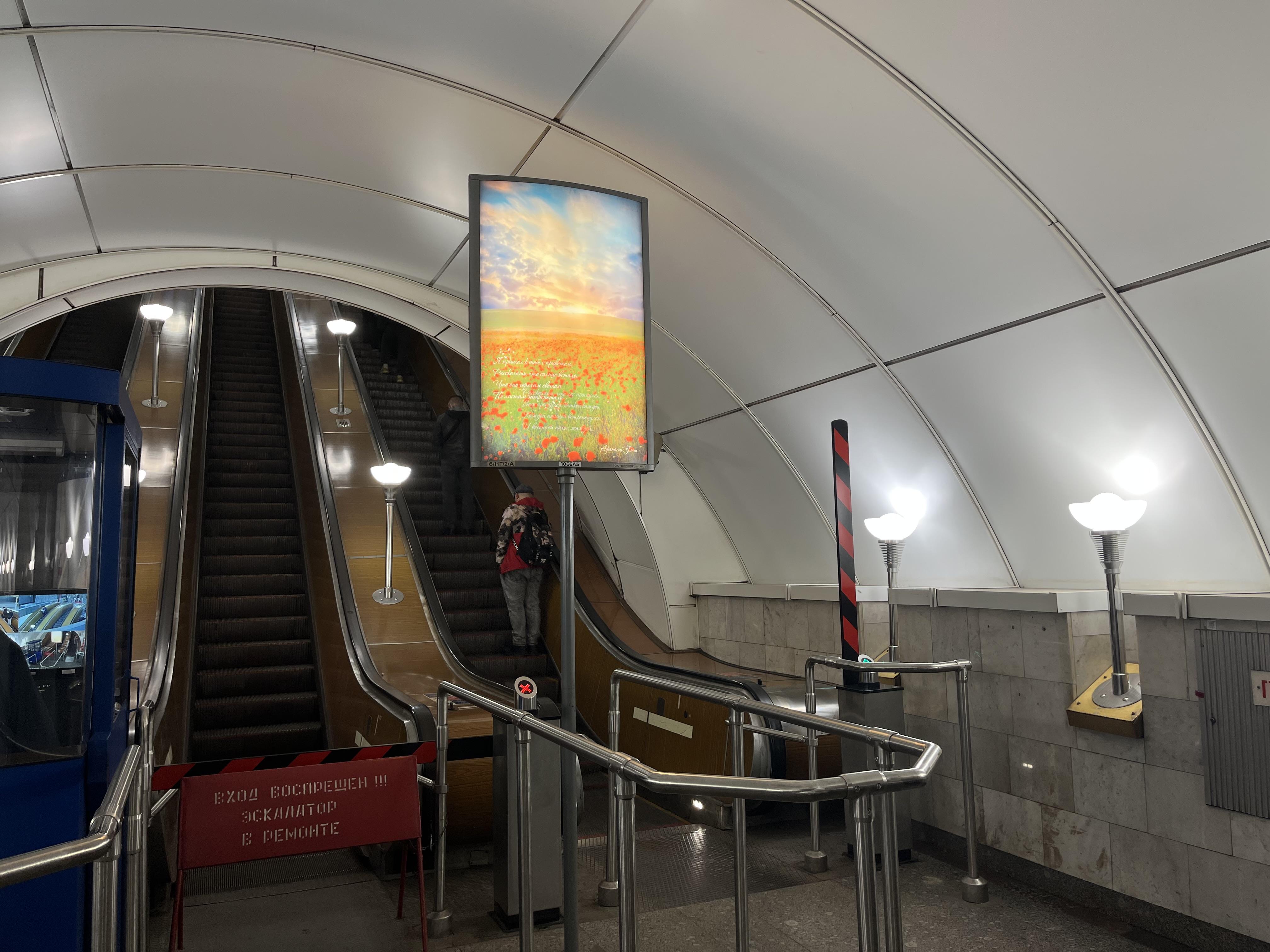 Фотография рекламного носителя, тип: Лайтбокс, адрес: Станция метро «Пролетарская», линия Невско-Василеостровская, Санкт-Петербург, Россия. Сторона/вариант А №1606239