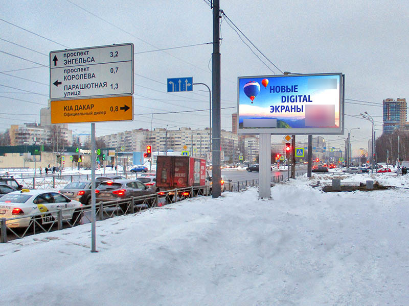 Фотография рекламного носителя, тип: Билборд 3x6, адрес: Испытателей пр-т., д.24, корп.1 Х Сизова пр-т., Санкт-Петербург, Россия. Сторона А1-А10 №165598