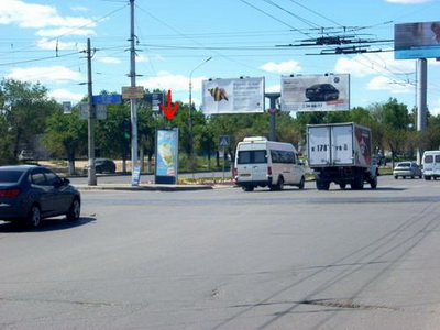 Фотография рекламного носителя, тип: Пиллар 3x1.4, адрес: Маршала Жукова пр-т. Х Каспийская ул., Волгоград, Волгоградская область, Россия. Сторона В №82903