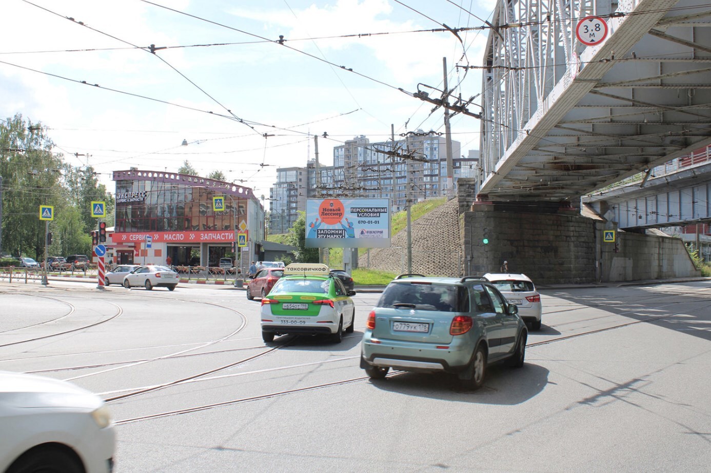 Фотография рекламного носителя, тип: Билборд 3x6, адрес: 1-й Муринский пр-т. Х Лесной пр-т., д.78, Санкт-Петербург, Россия. Сторона А1 №119551