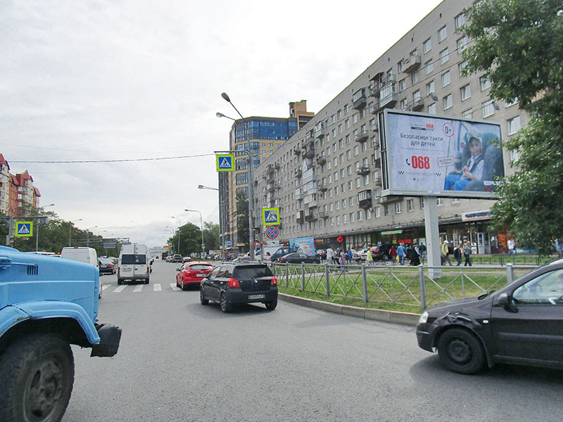 Фотография рекламного носителя, тип: Билборд 3x6, адрес: Дачный пр-т., д.19, корп.1 Х Новаторов б-р., Санкт-Петербург, Россия. Сторона А №164802