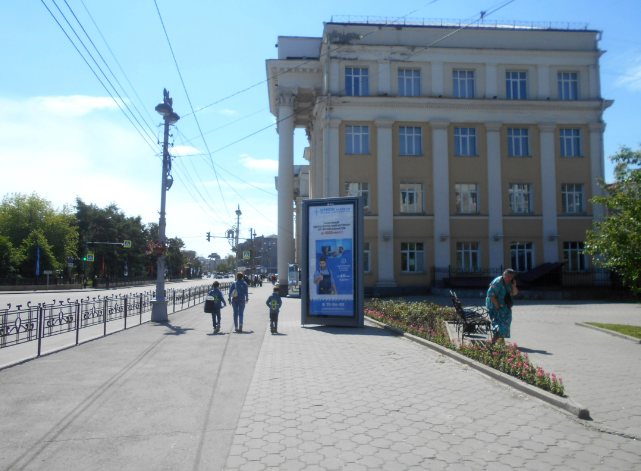 Фотография рекламного носителя, тип: Пиллар 3x1.4, адрес: Ленина ул. Х Чкалова ул., поз.1, Иркутск, Иркутская область, Россия. Сторона А1-А5 №1077799