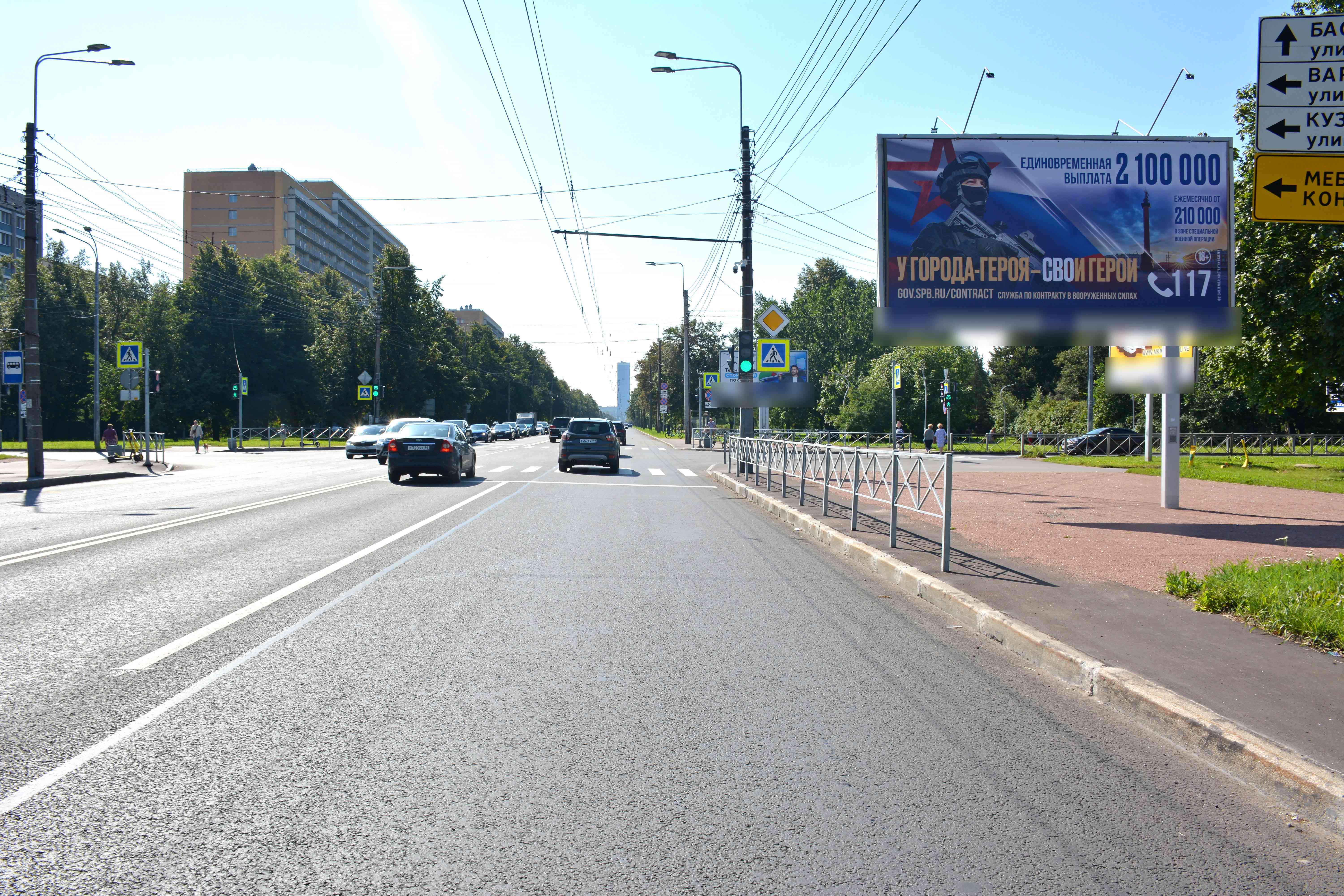 Фотография рекламного носителя, тип: Билборд 3x6, адрес: Новоизмайловский пр-т., д.9 Х Кузнецовская ул., Санкт-Петербург, Россия. Сторона А №106361
