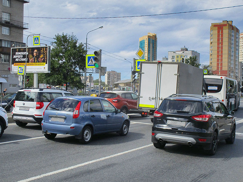 Фотография рекламного носителя, тип: Билборд 3x6, адрес: Дачный пр-т., д.19, корп.1 Х Новаторов б-р., Санкт-Петербург, Россия. Сторона В №164803