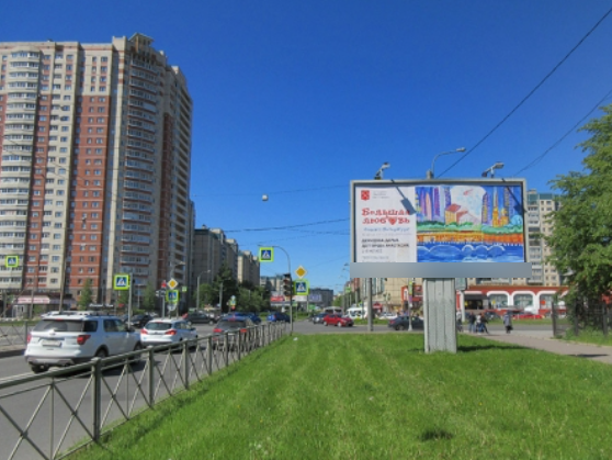 Фотография рекламного носителя, тип: Билборд 3x6, адрес: Королева пр-т., д.23 Х Сизова пр-т., Санкт-Петербург, Россия. Сторона А №1326678