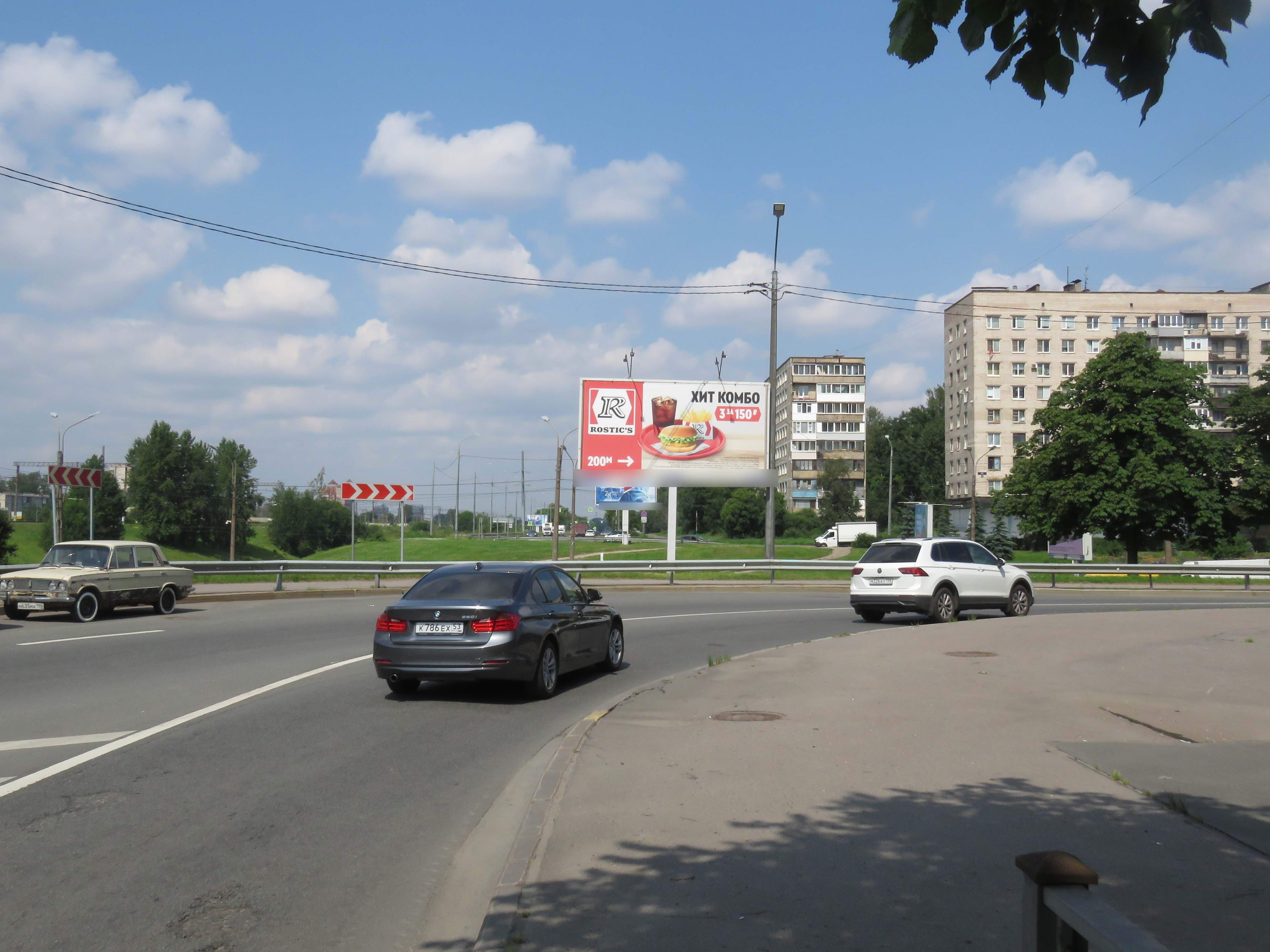 Фотография рекламного носителя, тип: Билборд 3x6, адрес: Белградская ул. Х Славы пр-т., д.34, Санкт-Петербург, Россия. Сторона А1 №543182