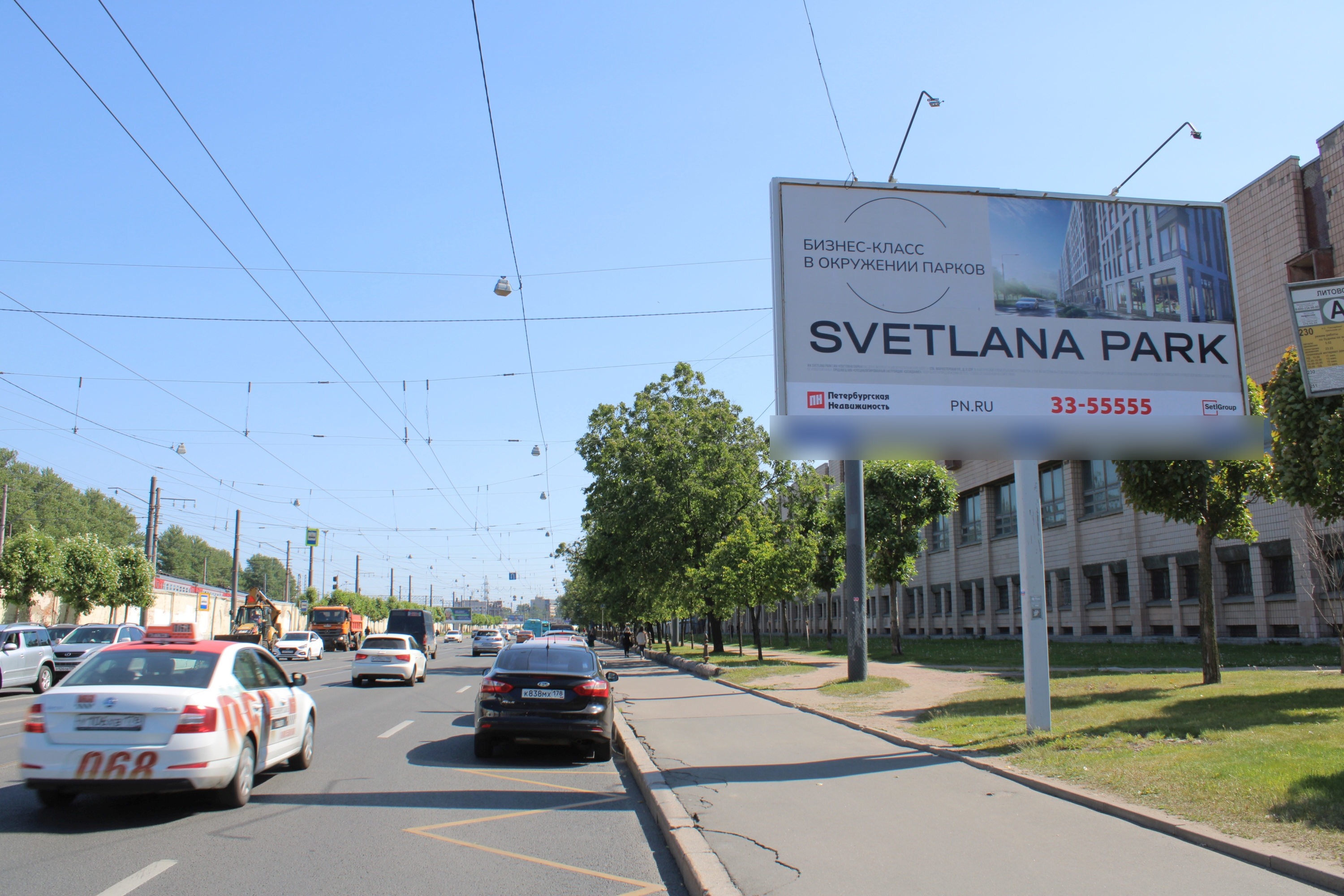 Фотография рекламного носителя, тип: Билборд 3x6, адрес: Лесной пр-т., д.36 Х Литовская ул., Санкт-Петербург, Россия. Сторона А №119554