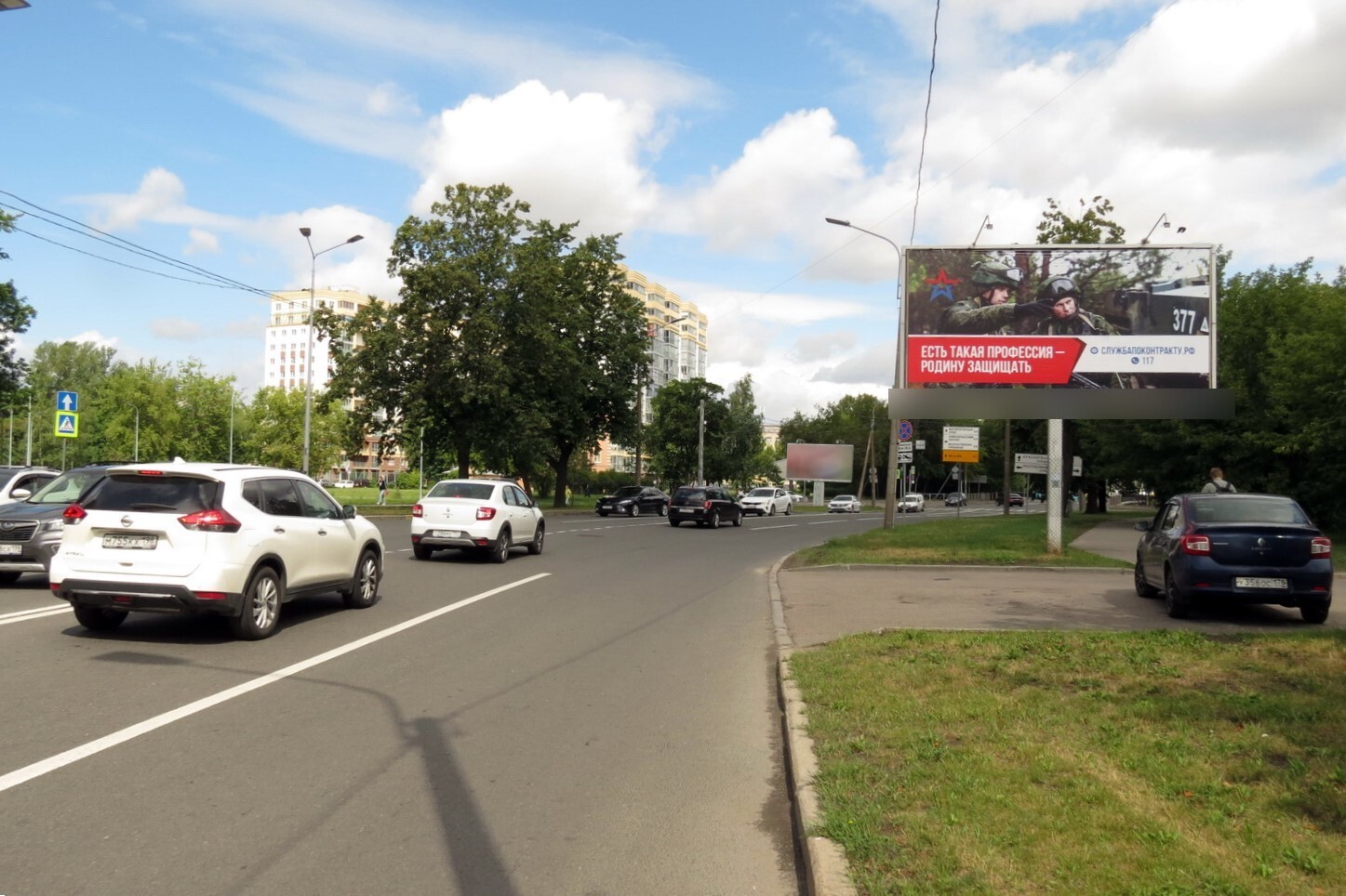 Фотография рекламного носителя, тип: Билборд 3x6, адрес: Шаумяна пр-т., д.20 Х Перевозный пер., Санкт-Петербург, Россия. Сторона А №121334