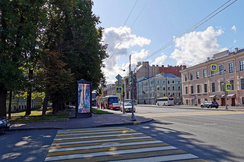 Фотография рекламного носителя, тип: Пиллар 3x1.4, адрес: Измайловский пр-т., д.12 Х 5-ая Красноармейская ул., Санкт-Петербург, Россия. Сторона Б №144145