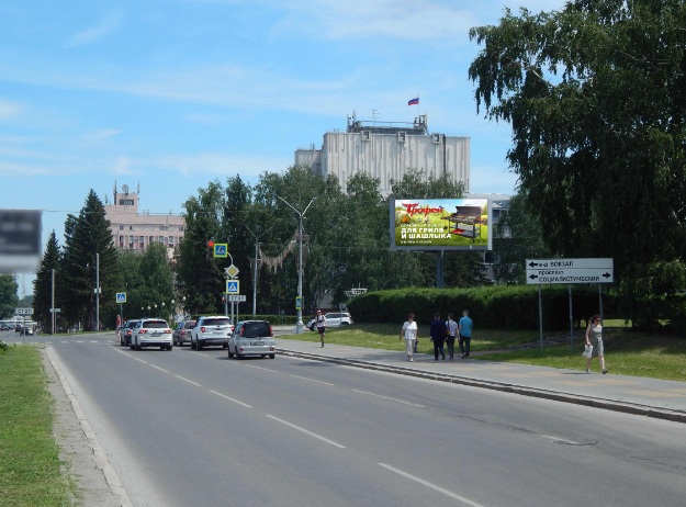 Фотография рекламного носителя, тип: Билборд 3x6, адрес: Социалистический пр-т., д.97 X Молодежная ул., Барнаул, Алтайский край, Россия. Сторона А2 №679234