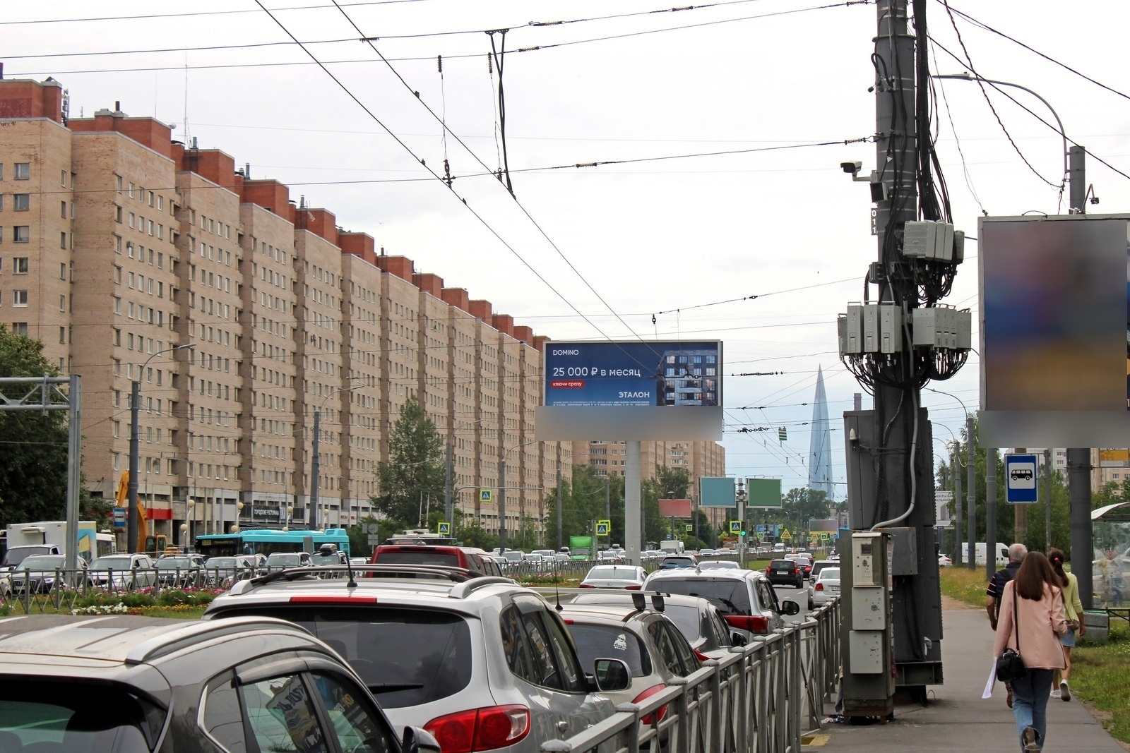 Фотография рекламного носителя, тип: Суперсайт 5x12, адрес: Богатырский пр-т., д.3 X Коломяжский пр-т., Санкт-Петербург, Россия. Сторона А2 №1088567