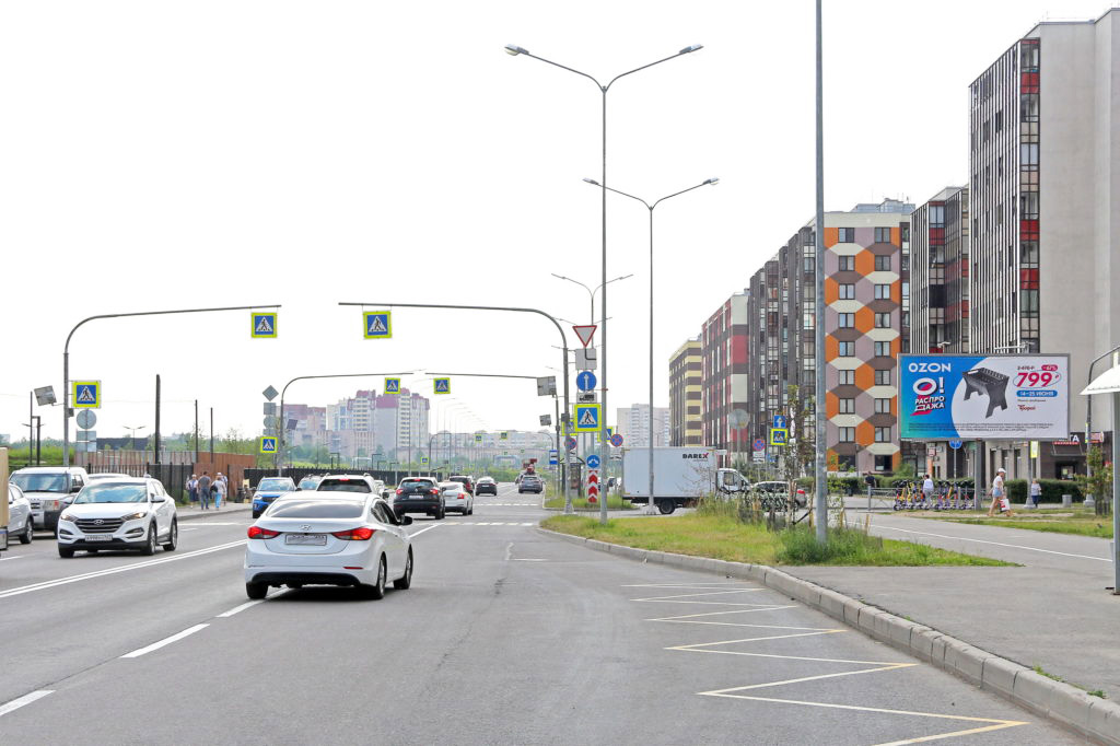 Фотография рекламного носителя, тип: Билборд 3x6, адрес: Кудрово г., Европейский пр-т. Х Строителей пр-т., Санкт-Петербург, Россия. Сторона A №717297