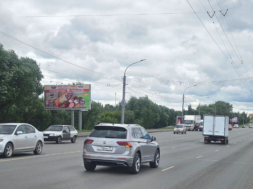 Фотография рекламного носителя, тип: Билборд 3x6, адрес: Ленинградский мост, ост. Парк Победы, Омск, Омская область, Россия. Сторона Б №1397299