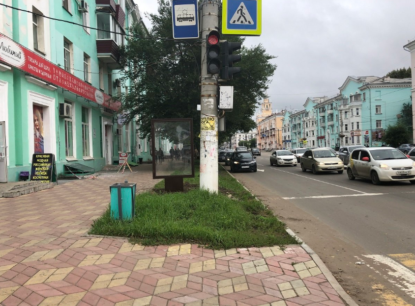 Фотография рекламного носителя, тип: Ситиформат 1.8x1.2, адрес: Ленина ул., д.38 X Котовского ул., Комсомольск-на-Амуре, Хабаровский край, Россия. Сторона 2Б №1370536