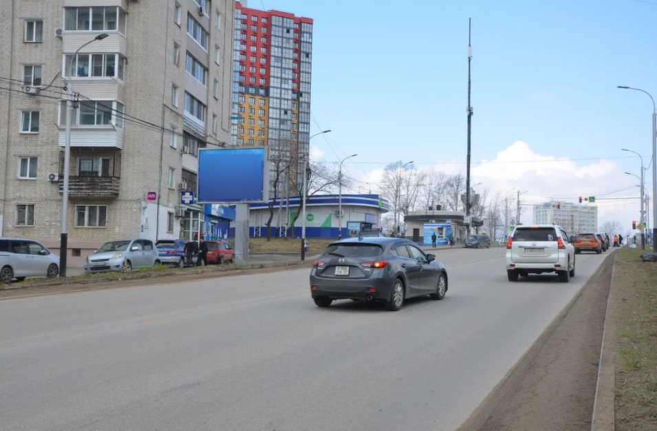 Фотография рекламного носителя, тип: Ситиборд 2.7x3.7, адрес: Шелеста ул., д.85, Хабаровск, Хабаровский край, Россия. Сторона Б №971546