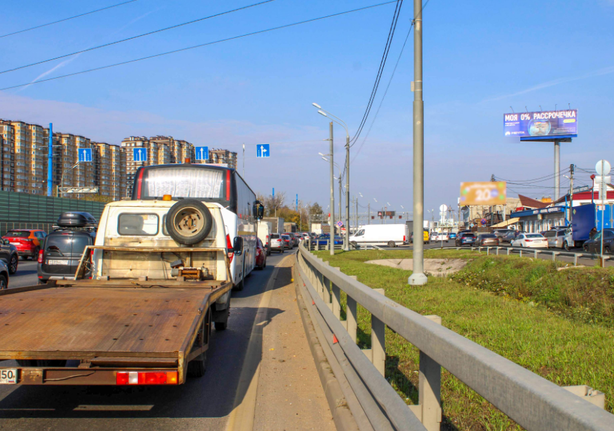 Фотография рекламного носителя, тип: Суперсайт 4x12, адрес: Дмитровское ш., 24 530м, Московская область, Россия. Сторона А №770382