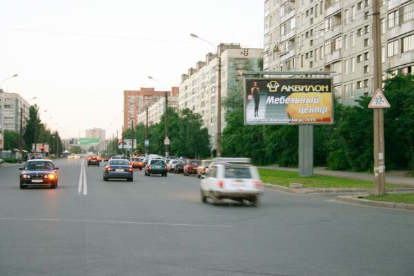 Фотография рекламного носителя, тип: Билборд 3x6, адрес: Светлановский пр-т., д.69 Х Веденеева ул., Санкт-Петербург, Россия. Сторона А1 №129082