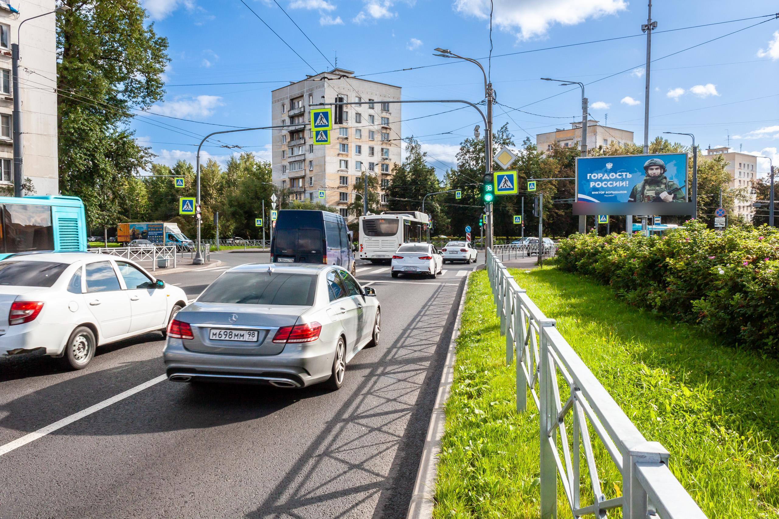 Фотография рекламного носителя, тип: Билборд 3x6, адрес: Зины Портновой ул., д.27 Х Ветеранов пр-т., Санкт-Петербург, Россия. Сторона А1 №105786
