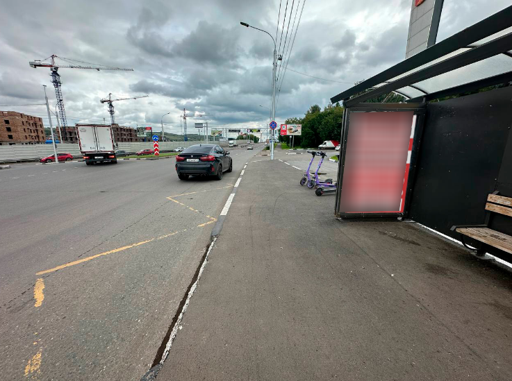 Фотография рекламного носителя, тип: Остановка 1.8x1.2, адрес: Калинина ул., д.167, Красноярск, Красноярский край, Россия. Сторона A №1361547